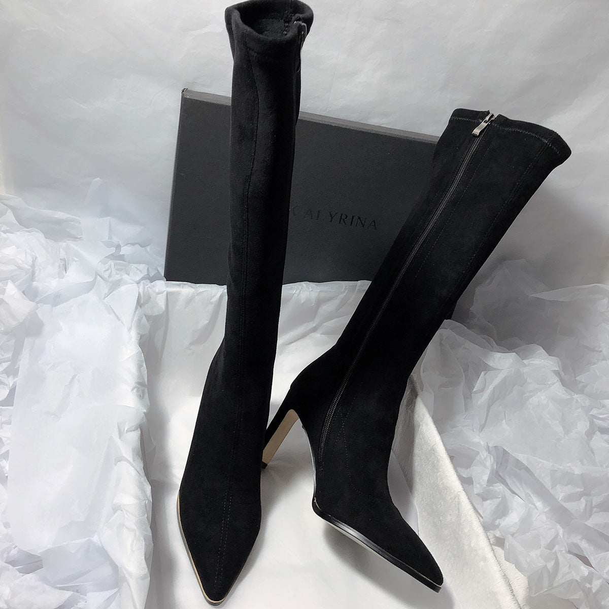 Women's High Heel Stretch Below The Knee Boots