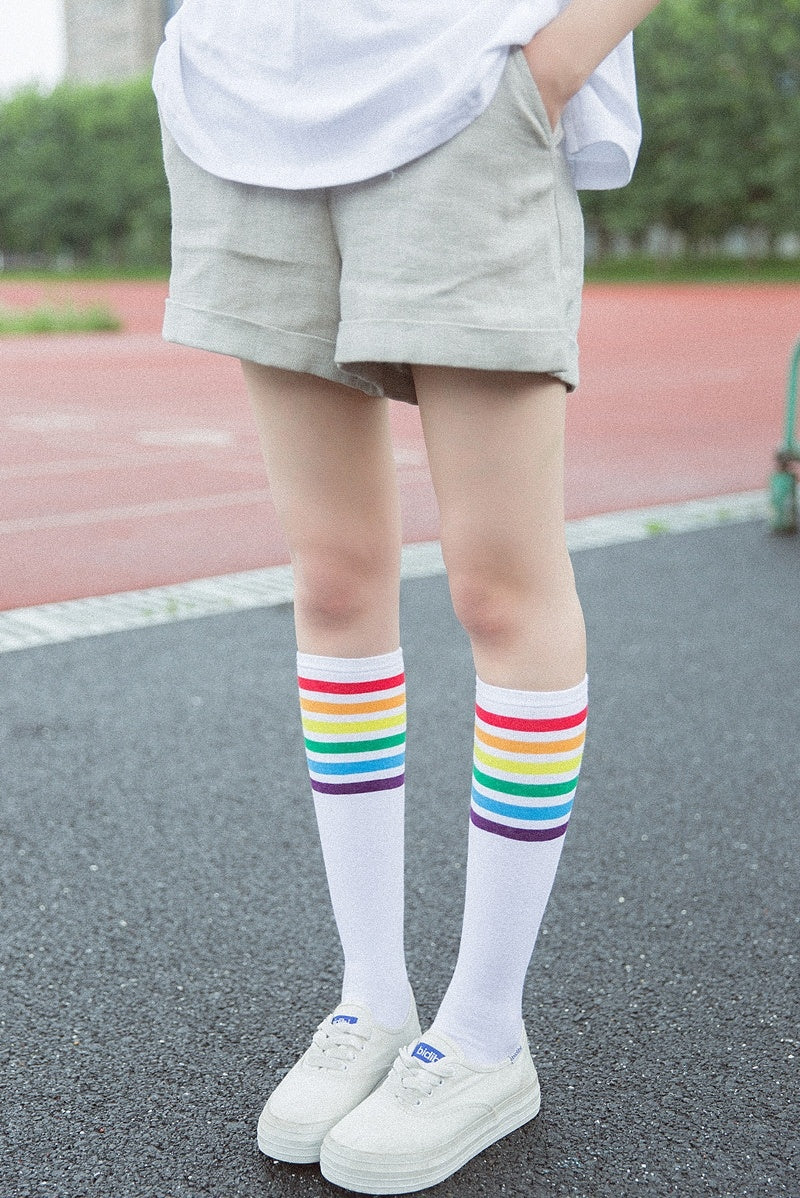 Calf socks stripe movement and knee high hose