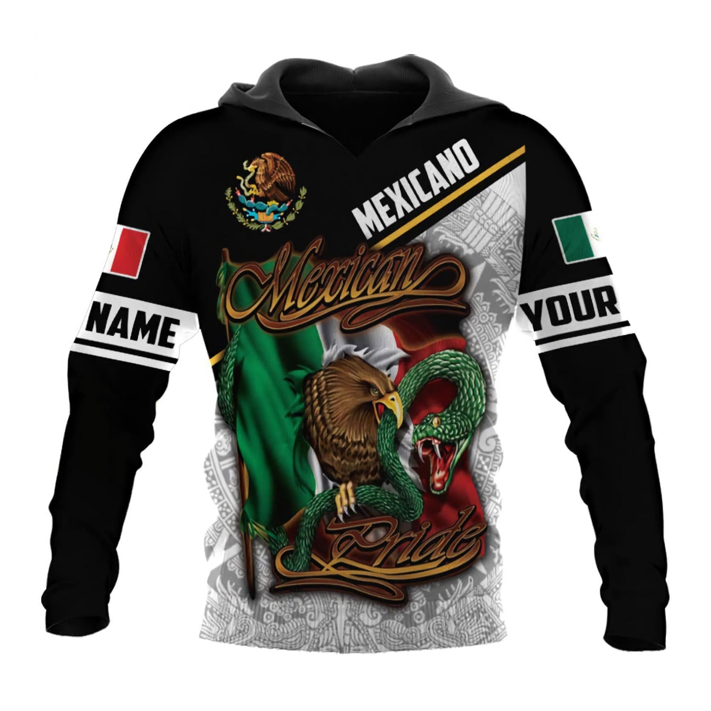 Mexico 3d Printing Flag Of Mexico Eagle Men Pullover Hoodie