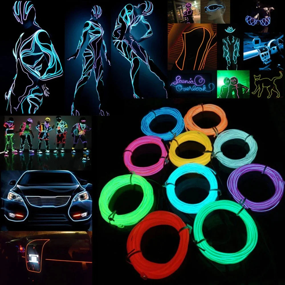 Glowing EL Wire Neon Tube Strings for Decor with Controller