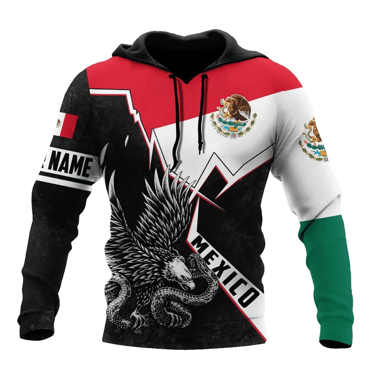 Mexico 3d Printing Flag Of Mexico Eagle Men Pullover Hoodie