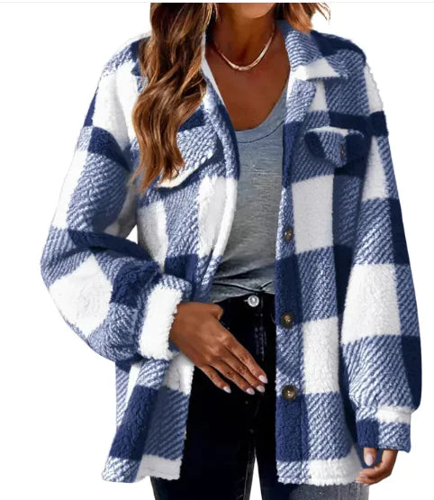 Plaid Turndown Collar Wool Jacket