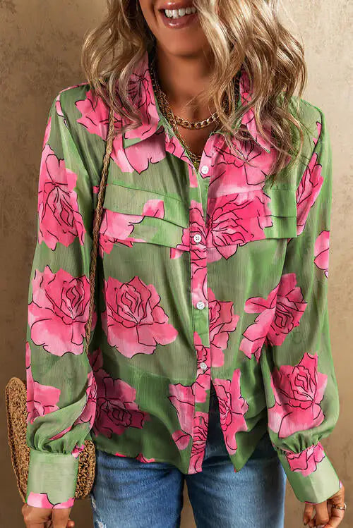 Floral Elegance Long Sleeve Shirt