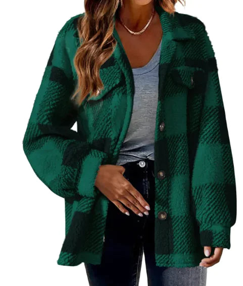 Plaid Turndown Collar Wool Jacket