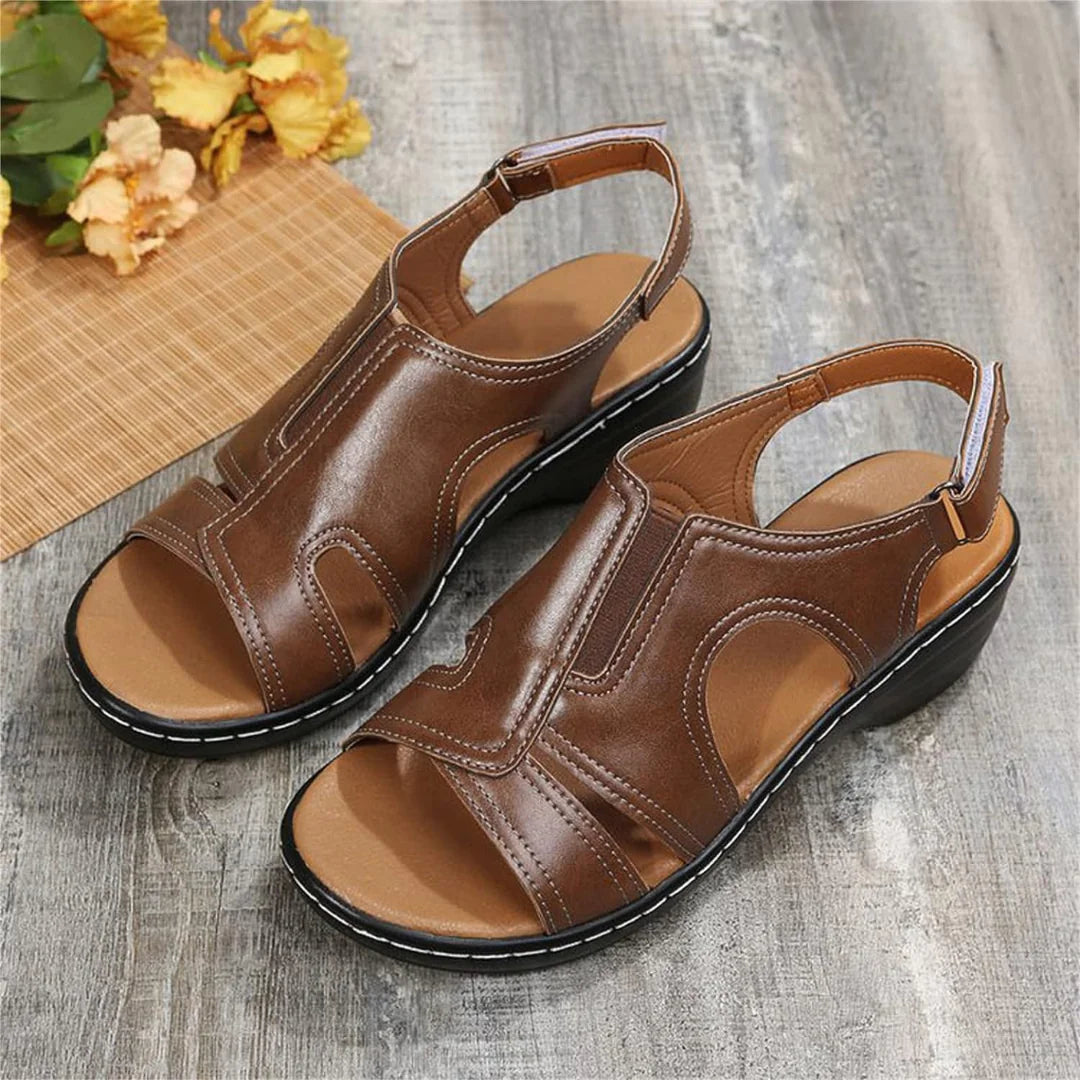 Orthopedic Leather Wedge Sandals