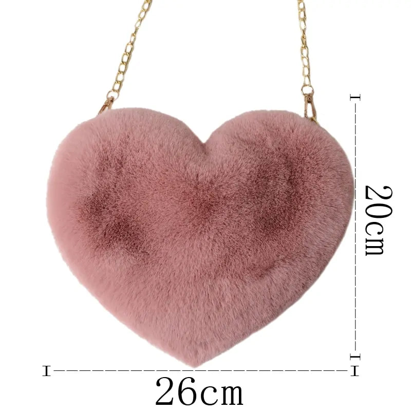 Chic Heart Faux Fur Crossbody Purse