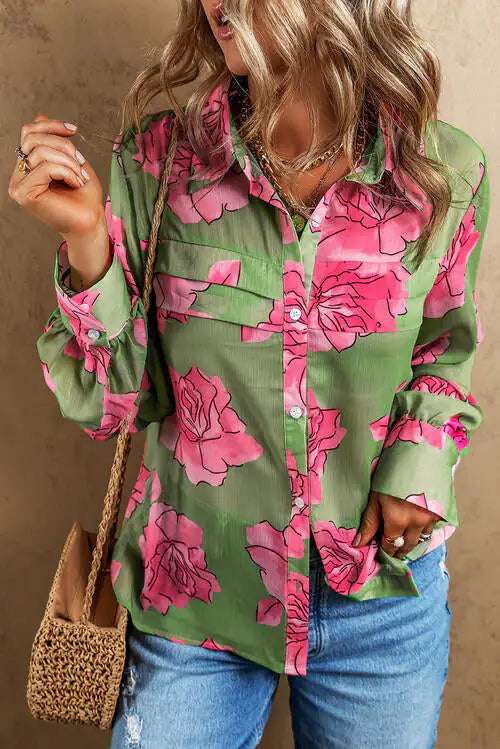 Floral Elegance Long Sleeve Shirt