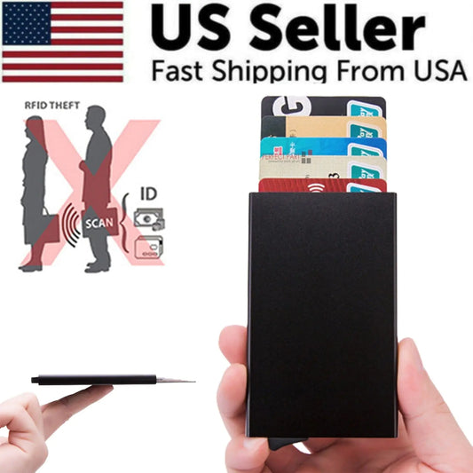 Men's RFID Slim Carbon Fiber Money Clip & Card Holder