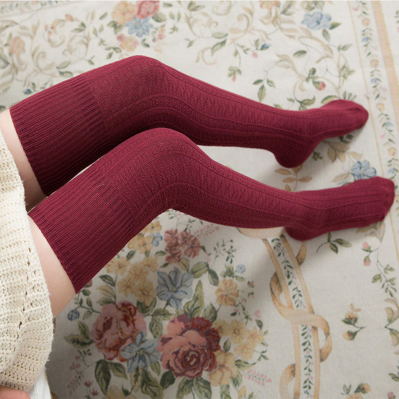 Women's Fashion Solid Color Warm Knee-high Socks