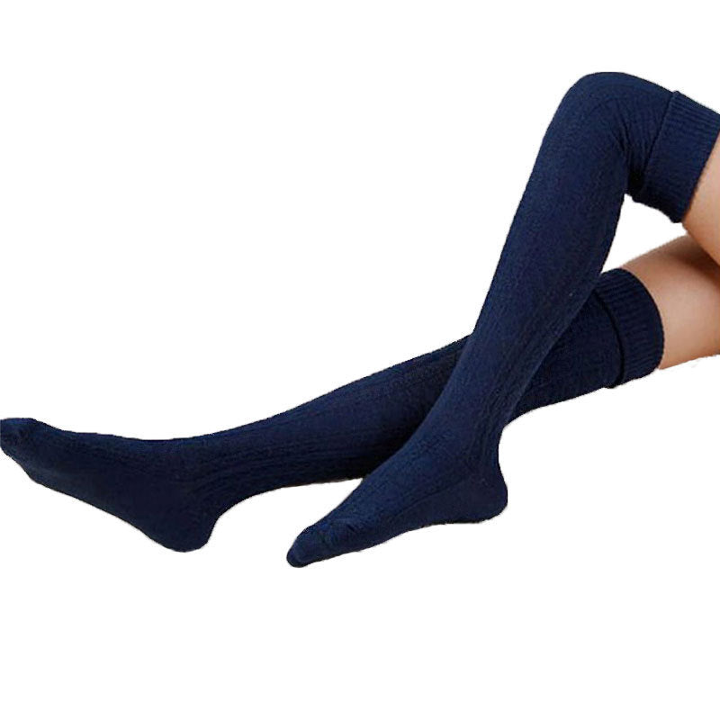 Women's Fashion Solid Color Warm Knee-high Socks