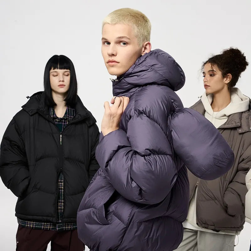 Thin And Portable Puff Down Jacket Solid Color Hooded