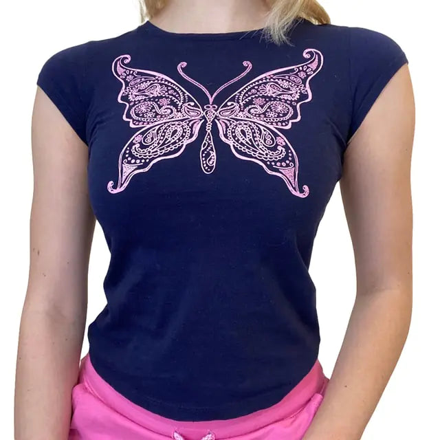 Ladies' Retro Print Crop Tee