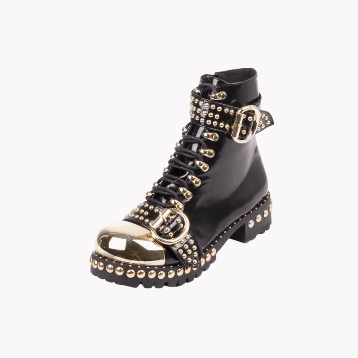 Studded Leather Buckle Boots